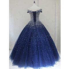 Blue Sequins Ball Gown Off Shoulder Party Dress Blue Sweet 16 Gown prom dresses shops