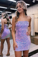 Bodycon Strapless Sequins Short Homecoming Dress