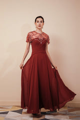 A Line Chiffon Beading Long Zipper Back Mother of the Bride Dresses