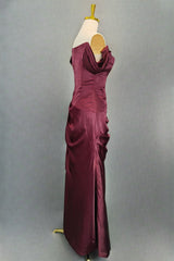 Burgundy Off The Shoulder Prom Dresses Simple Satin Formal Dresses