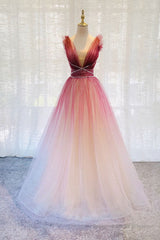 Burgundy v neck tulle sequin long prom dress burgundy evening dress