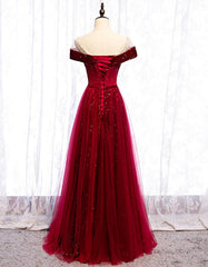 Cap Sleeve Red Sparkly Tulle Long Cheap Evening Prom Dresses