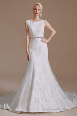 Cap Sleeve Sparkle Beaded Lace Appliques Gown Bow Sash Train Wedding dresses