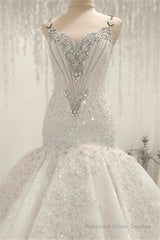 Cap Sleeves Sparkle Diamond Fit and Flare Wedding Dresses Online