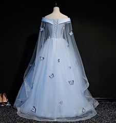 Beautiful Light Blue Ball Gown Lace Up Party Dress, Blue Prom Dress 2025