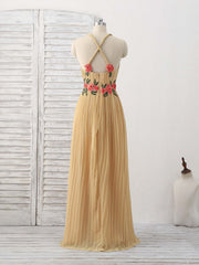 Champagne Chiffon Long Prom Dress, Chiffon Evening Dress