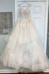 Champagne tulle lace long prom dress champagne lace evening dress