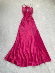 Charming Hot Pink Long Evening Gown Beaded Prom Dress Party Dress