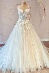 Classy Long Princess Sweetheart Tulle Appliques Lace Wedding Dresses