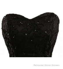 Sweetheart Short Black Lace Prom Dress, Black Lace Graduation / Homecoming Dress