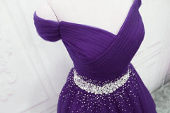 Dark Purple Tulle Long Prom Dresses, Junior Prom Dress