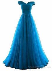 Tulle Off Shoulder Floor Length Party Dress, Long Prom Dress, Prom Dresses