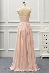 Elegant A Line V Neck Pink Long Prom Dress, Pink Formal Graduation Evening Dress