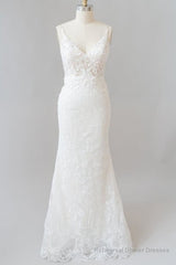 Elegant Appliques V-neck Sheath Wedding Dress