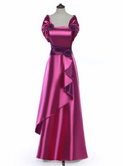 Elegant Rose Satin Flower Mother Of The Bride Dress With Jacket