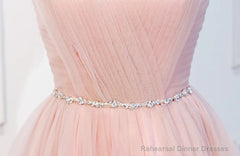 Elegant Short Pink Tulle Prom Dresses, Short Pink Tulle Formal Homecoming Dresses