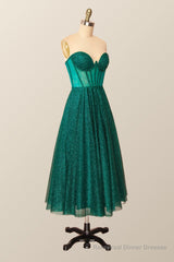 Green Corset A-line Tea Length Dress