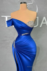 Fabulous Long Sweetheart Split Mermaid Evening Prom Dresses With Beading