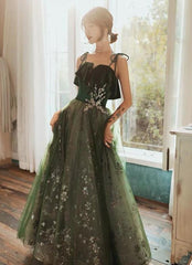 Charming A Line Green Formal Prom Dresses