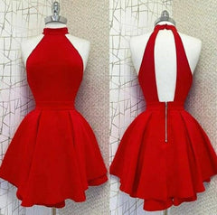 Sexy High Collar Red Short Prom Dresses