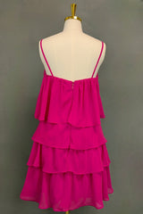 Fuchsia Homecoming Dresses Sweetheart A-line Spaghetti Straps Mini Cocktail Party Dresses for Teens