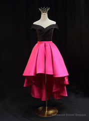 Fuchsia Satin Off the Shoulder  Prom Dress