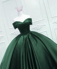 Gorgeous Ball Gown Green Satin Quinceanera Dress, Green Sweetheart Formal Dress