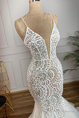 Gorgeous Long Mermaid Sweetheart Beaded Lace Organza Wedding Dress