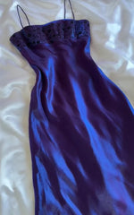 Gorgeous Purple Satin A Line Long Prom Dress Formal Evening Dress