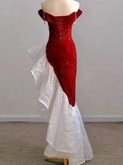 Gorgeous Sheath Off The Shoulder Sequin Red Evening Dress Prom Dresses Birthday Outfits