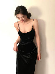 Gorgeous Sheath Spaghetti Straps Black Evening Dress Prom Dresses Birthday Outfits