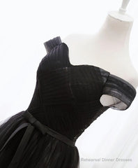 Black Tulle Long Prom Dress, Black Evening Gdress