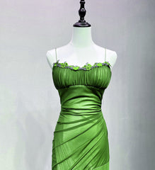 Green Spandex Straps Formal Dress, Green Evening Dress Prom Dress