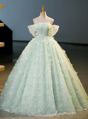 Green Tulle Sequins Off the Shoulder Butterfly Quinceanera Dress