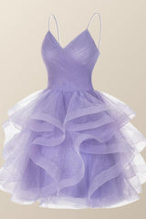 Lavender short a-line party dress homecoming dress