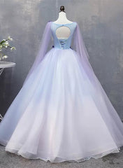 Lavender Tulle Long Formal Dress with Butterflies拢卢Lavender Sweet 16 Dress