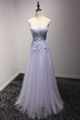 Light Blue and Pink Charming Sweetheart Lace Party Dress , Formal Dress , Formal Gowns