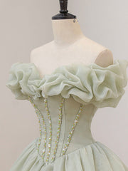 Light Green Ball Gown Beaded Sweet 16 Dress Green Prom Dress Formal Dress prom dresses shops