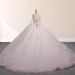 Light Pink Ball Gown Appliqued Quincea?era Dresses