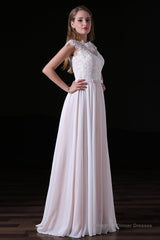 Light Pink Chiffon Wedding Dresses with veil Lace Appliques Top Short Sleeve