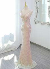 Lovely Sequins Mermaid Straps Long Party Dress, Sequins Mermaid Formal Dress