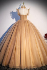 Lovely Tulle Long Formal Dress, A-Line Evening Dress with Corset