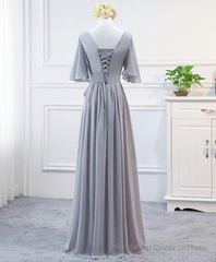 Simple V Neck Chiffon Long Prom Dress, Bridesmaid Dress