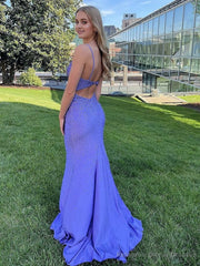 Mermaid Purple V-Neck Long Prom Dress