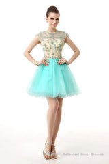 Mint Green Beaded Short Homecoming Dresses