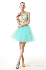 Mint Green Beaded Short Homecoming Dresses