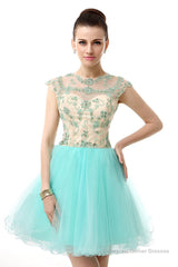 Mint Green Beaded Short Homecoming Dresses