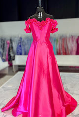 Off the Shoulder Long Prom Dress with Rose Neck/Straps