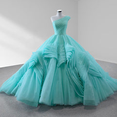 One-Shoulder Sleeveless Ball Gown Court Train Quinceanera Dress