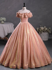 Orange Ball Gown Sequins Quinceanera Dress